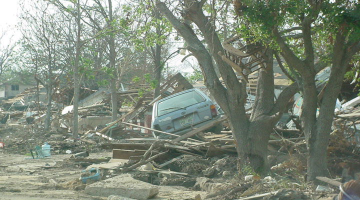 A Decimated Howard Avenue in Biloxi, Mississippi After Katrina - Gov. Haley Barbour: Amazing progress, Debris Cleanup, Trailers Done in Record Time